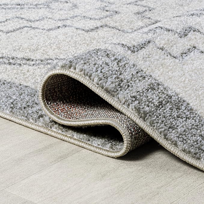 JONATHAN Y Amir Moroccan Beni Souk Cream/Gray 7' Round Indoor Area Rug, Bohemian, Scandinavian, Easy-Cleaning for Living Room, Bedroom, Kitchen, Pet Friendly, Non-Shedding (MOH200B-7R)