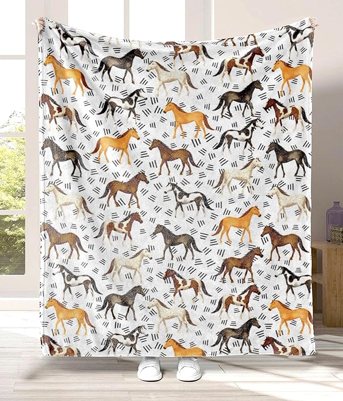 Horse Blanket Horse Gifts for Girls Boys Soft Throw Blanket Fleece Comfy Plush Flannel Travel for Outdoor Couch Sofa Birthday for Women Men Kids