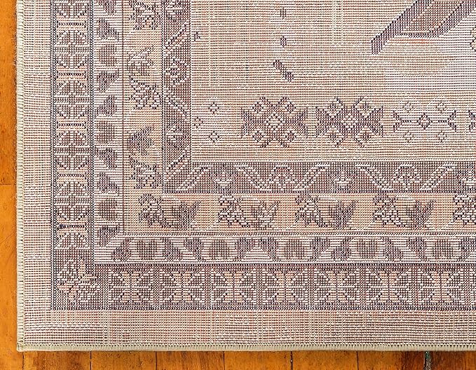 Unique Loom Taftan Collection Border Geometric Tribal Inspired Design Area Rug (8' 0 x 10' 0 Rectangular, Gold/ Gray)